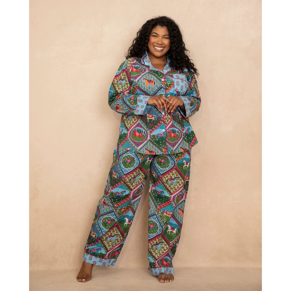 NWD $168 Printfresh [ PLUS 2X ] 100% Oranic Cotton Long‎ PJ Set High Horse T2165